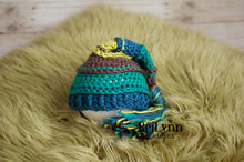 Load image into Gallery viewer, Taupe, Teal, Ocean and Chartreuse Tassel Hat
