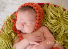 Load image into Gallery viewer, Pumpkin Tara Newborn Bonnet
