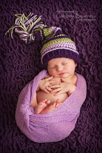 Plum, Sage and Lavender Tassel Hat