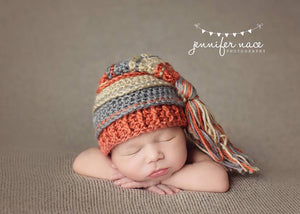 Pumpkin, Bone and Gray Tassel Hat