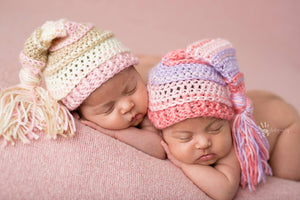 Coral, Lavender and Pink Tassel Hat