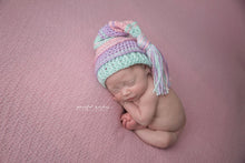 Load image into Gallery viewer, Mint, Pink and Lavender Tassel Hat
