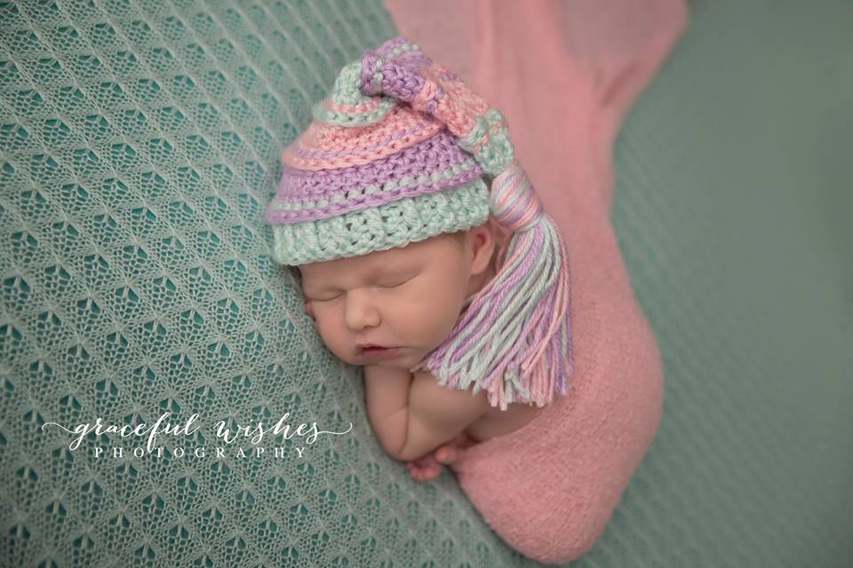 Mint, Pink and Lavender Tassel Hat