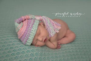 Mint, Pink and Lavender Tassel Hat