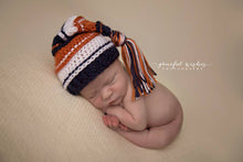Load image into Gallery viewer, Navy, Pumpkin and White Tassel Hat
