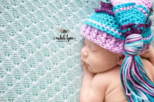 Plum, Turquoise, Lavender, and Aqua Tassel Hat