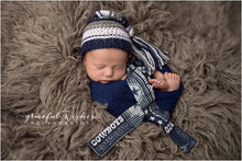 Load image into Gallery viewer, Navy, Gray, White Tassel Hat
