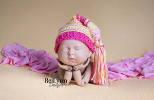 Pink, Baby Maize, Hot Pink and Yellow Tassel Hat