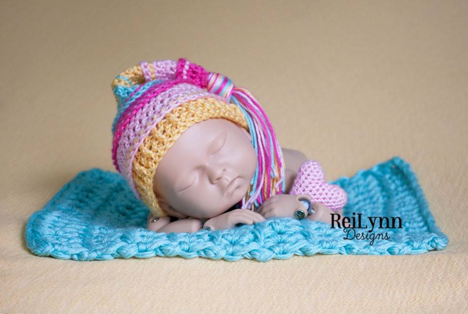 Hot Pink, Pink, Yellow and Aqua Tassel Hat