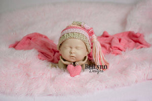 Coral, Pink, Bone and Peach Tassel Hat