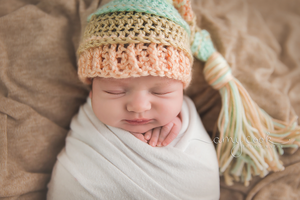 Mint, Bone, Peach and Ivory Tassel Hat