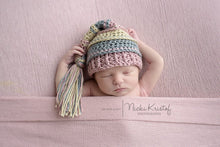 Load image into Gallery viewer, Dark Blush, Bone and Gray Tassel Hat
