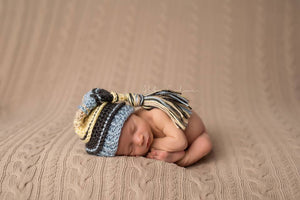 Baby Maize, Charcoal, Light Country Blue, Bone Tassel Hat