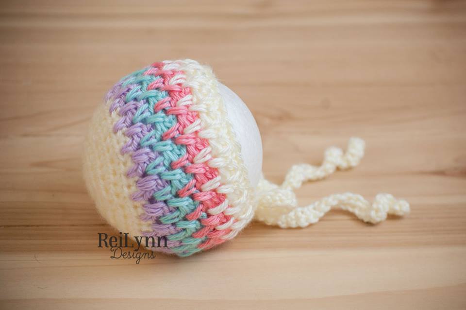 Ivory, Lavender, Aqua and Coral Bonnet