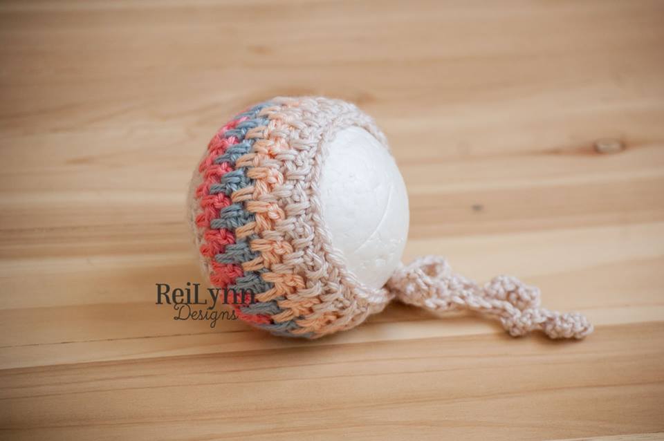 Beige, Coral, Light Country Blue, and Peach Bonnet