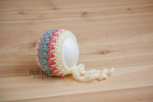 Load image into Gallery viewer, Ivory, Lavender, Aqua and Coral Bonnet
