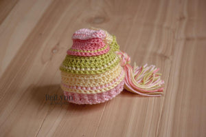 Chartreuse, Baby Maize, Pink and Coral Tassel Hat