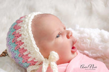 Load image into Gallery viewer, Ivory, Lavender, Aqua and Coral Bonnet

