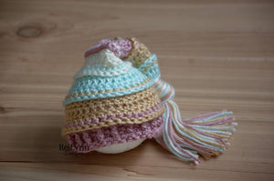 Mint, Gold, Dark Blush and Ivory Tassel Hat