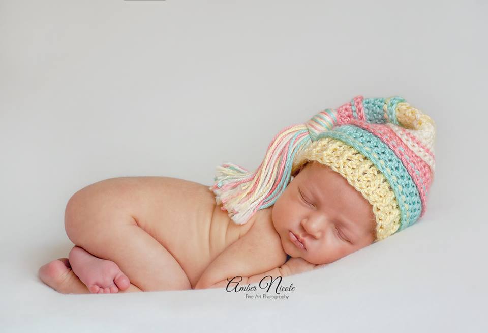 Coral, Aqua, Baby Maize and Ivory Tassel Hat