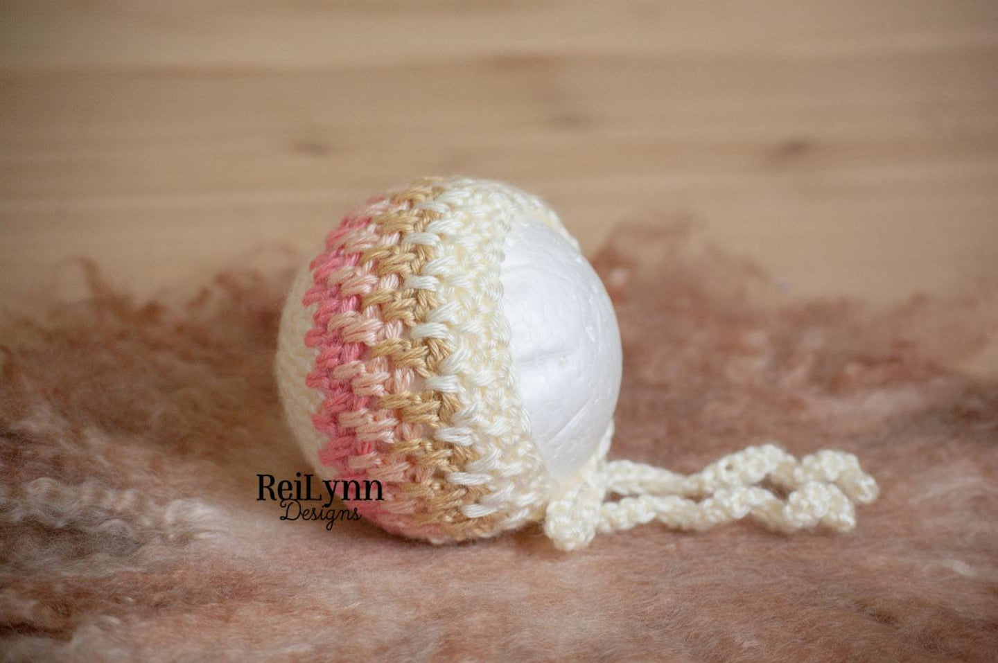 Ivory, Coral, Peach and Gold Bonnet