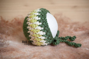 Forest, Bone, Chartreuse and Ivory Bonnet