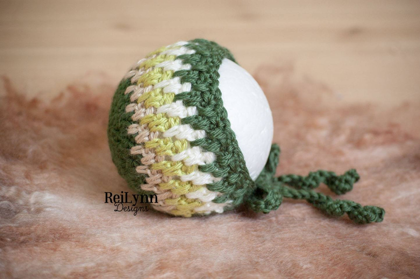 Forest, Bone, Chartreuse and Ivory Bonnet