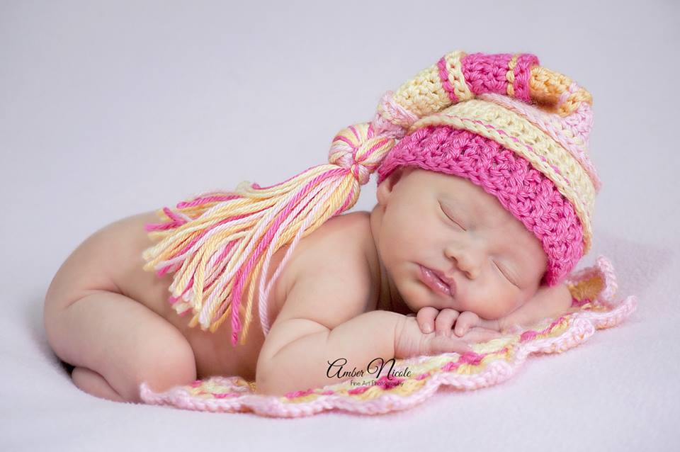 Pink, Baby Maize, Hot Pink and Yellow Tassel Hat