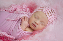 Load image into Gallery viewer, Lacy Newborn Bonnet *many colors*

