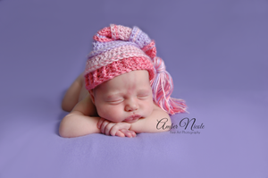 Coral, Lavender and Pink Tassel Hat