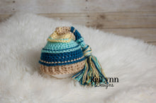 Load image into Gallery viewer, Aqua, Ocean, Bone and Baby Maize Tassel Hat
