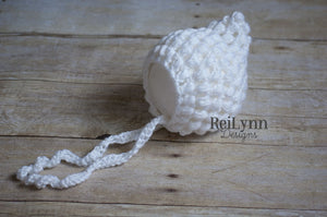 White Cameron Newborn Bonnet