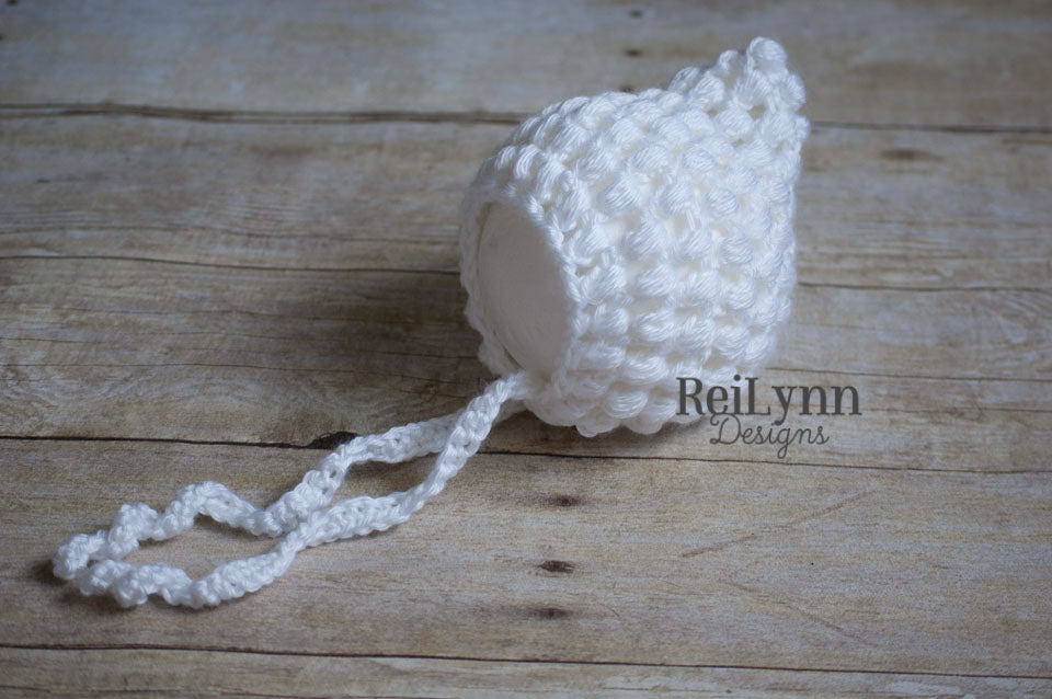 White Cameron Newborn Bonnet