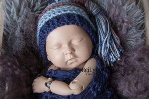 Taupe, Light Country Blue, Navy and Gray Tassel Hat