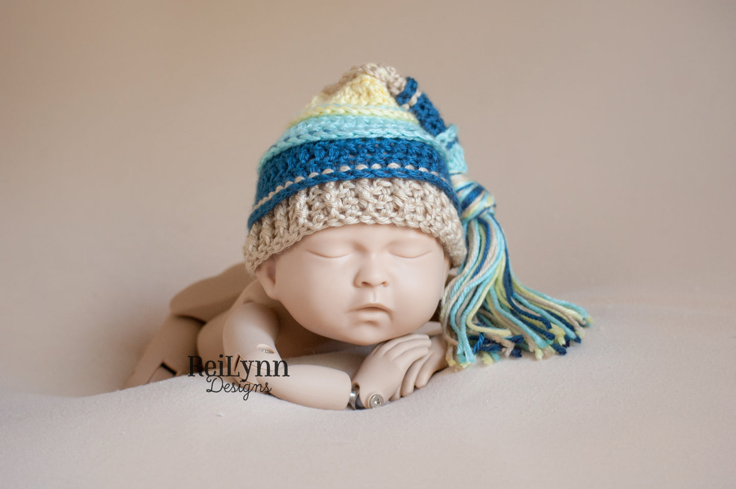 Aqua, Ocean, Bone and Baby Maize Tassel Hat